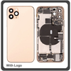 HQ OEM Apple Iphone 11 Pro Max, Iphone11 Pro Max (A2218, A2161, A2220)​ BACK BATTERY COVER MIDDLE FRAME- HOUSING ΚΑΠΑΚΙ ΜΠΑΤΑΡΙΑΣ- ΣΑΣΙ + ΠΛΑΙΝΑ ΠΛΗΚΤΡΑ SIDE KEYS + ΘΗΚΗ ΚΑΡΤΑΣ SIM HOLDER GOLD (Grade AAA+++)