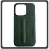 Θήκη Πλάτης - Back Cover, Silicone Σιλικόνη Leather Δερματίνη Minimalist Plug-in Support Case Green Πράσινο For iPhone 12 / 12 Pro
