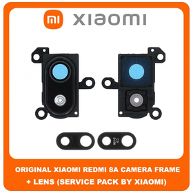 Original Γνήσιο Xiaomi Redmi 8A Redmi8A (MZB8458IN, M1908C3KG, M1908C3KH) Rear Back Camera Frame Πίσω Πλαίσιο Κάμερας + Lens Τζαμάκι Κάμερας (Service Pack By Xiaomi)