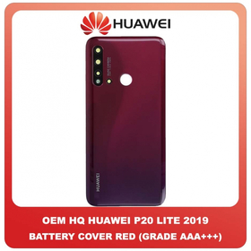 OEM HQ Huawei P20 Lite 2019 (GLK-L21) Rear Back Battery Cover Πίσω Κάλυμμα Καπάκι Πλάτη Μπαταρίας + Camera Lens Τζαμάκι Κάμερας Red Κόκκινο (Premium A+)