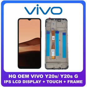 HQ OEM Συμβατό Για Vivo Y20s, Vivo Y20s G (V2038), IPS LCD Display Screen Assembly Οθόνη + Touch Screen Digitizer Μηχανισμός Αφής + Frame Bezel Πλαίσιο Σασί Black Μαύρο (Grade AAA+++)