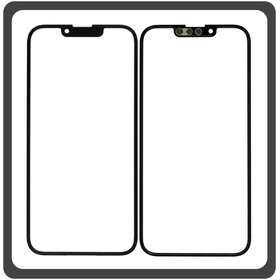 HQ OEM Συμβατό Με Apple iPhone 13 (A2633), iPhone 13 Pro (A2638), Aftermarket Front Glass For Refurbished Μπροστινό Τζαμάκι Για Ανακατασκευή + Frame Πλαίσιο Black Μαύρο (Premium A+​)