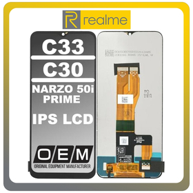 HQ OEM Συμβατό Με Realme C33 (RMX3624), Realme C30 (RMX3581, RMX3623), Realme Narzo 50i Prime (RMX3506), IPS LCD Display Screen Assembly Οθόνη + Touch Screen Digitizer Μηχανισμός Αφής Black Μαύρο (Premium A+)