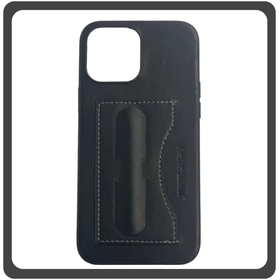 Θήκη Πλάτης - Back Cover, Silicone Σιλικόνη Leather Δερματίνη Minimalist Plug-in Support Case Black Μαύρο For iPhone 13 Pro Max