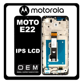 HQ OEM Συμβατό Με Motorola Moto E22, IPS LCD Display Screen Assembly Οθόνη + Touch Screen Digitizer Μηχανισμός Αφής + Frame Bezel Πλαίσιο Σασί Black Μαύρο (Premium A+)